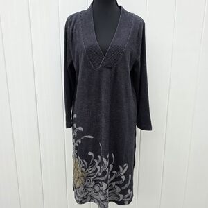Simple Suzanne Betro NWT Black Floral Longline Tunic Dress | Size Small